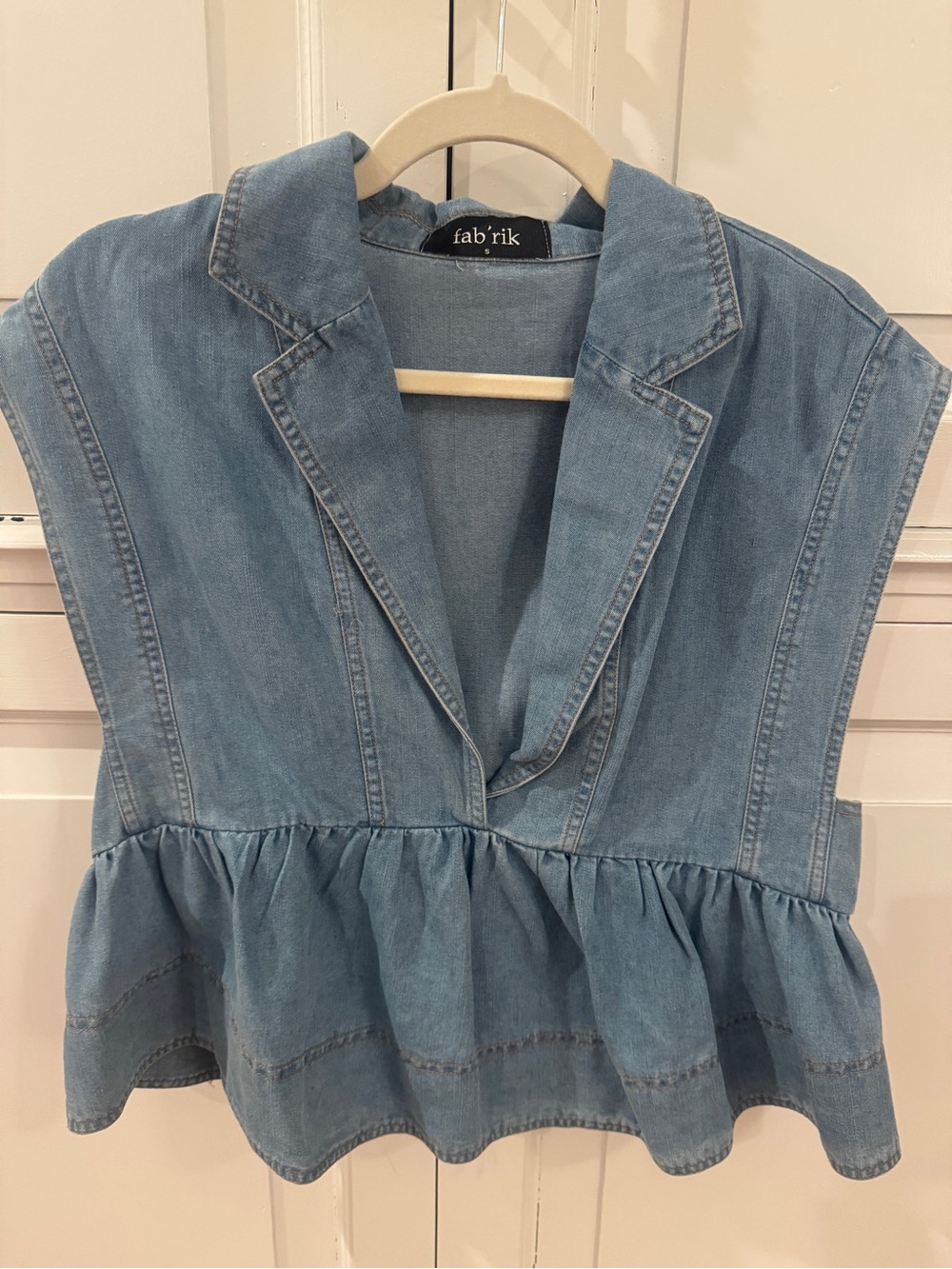 fab'rik Light Blue Denim Peplum Tunic Top